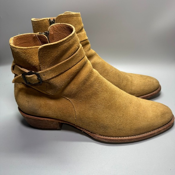 Frye Grady Jodhpur Boots Men's 10.5 D Tan Suede Leather Ankle Zip Strap